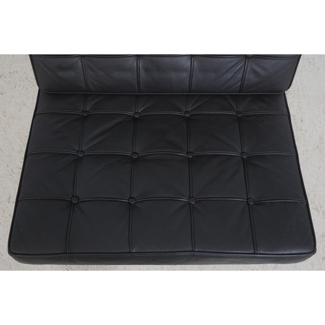 Black Hekman Mid Century Modern Chrome Barcelona Chair & Ottoman For Sale - Image 8 of 18