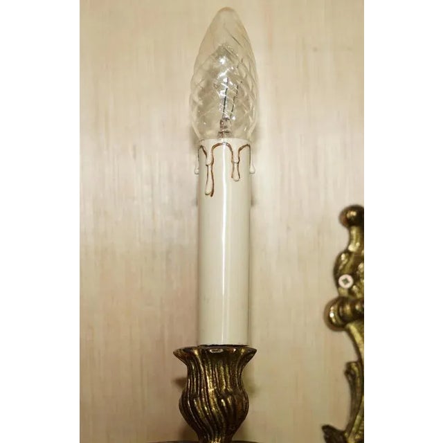Large Vintage French Bronze Candle Wall Lights, 1920s, Set of 2 For Sale - Image 16 of 18