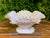 This is a sweet Fenton Art Glass pedestal candy bowl that features a distinctive ruffled clear edge called "Silver Crest."...