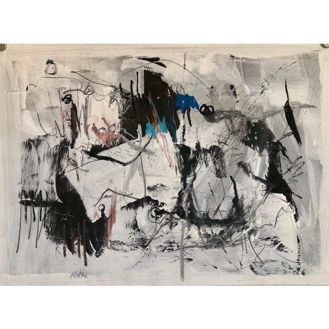 Motke Blum, Israeli Motke Blum Modernist Abstract Expressionist Oil Painting Bezalel Artist For Sale