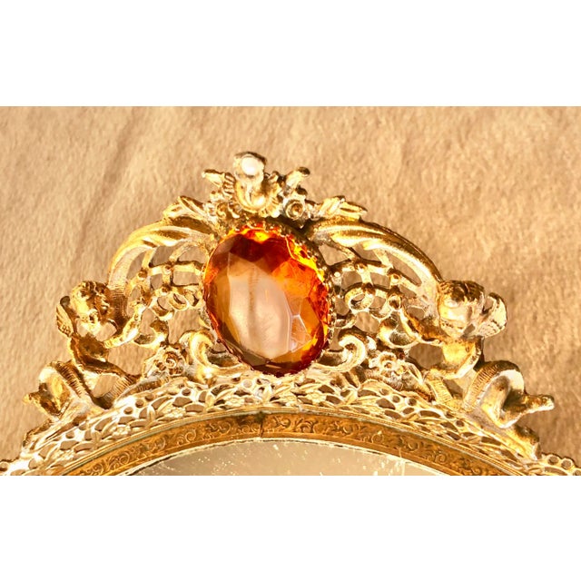 Hollywood Regency Large Vanity Tray With Cupids in Ormolu For Sale In San Diego - Image 6 of 12