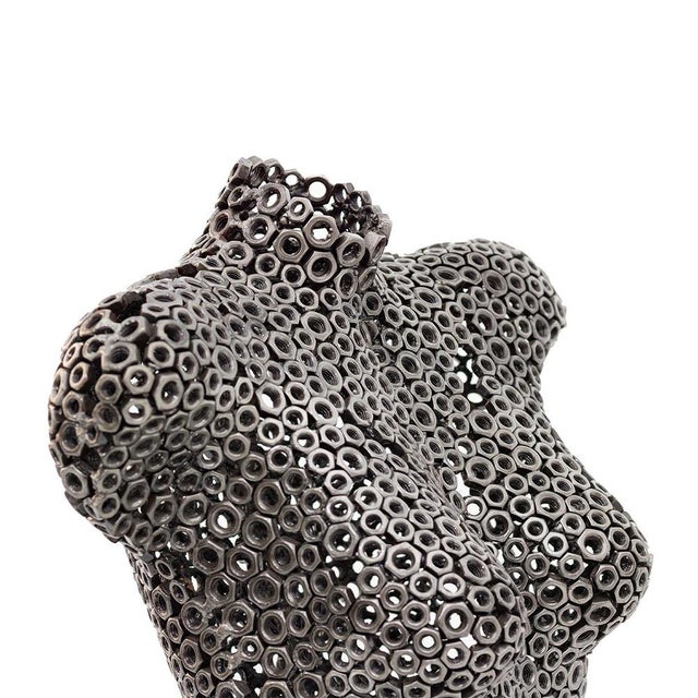 Metal Premium Handcrafted Metal Nut Female Torso Sculpture | 39" | One of a Kind For Sale - Image 7 of 11