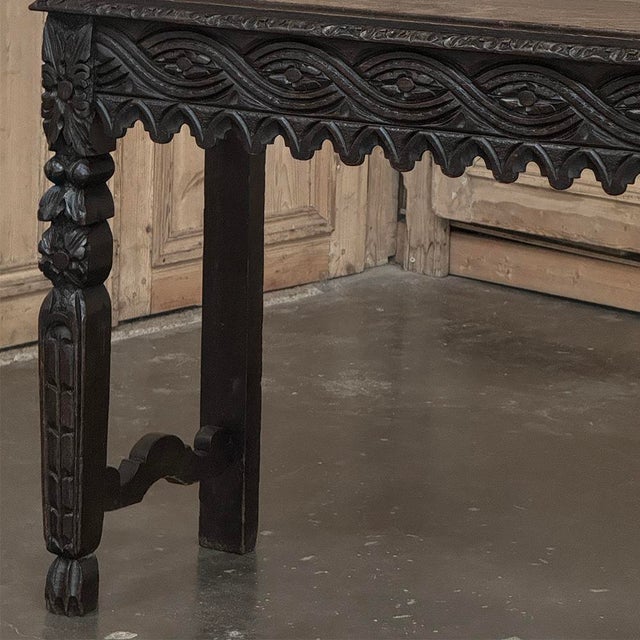18th Century English Rustic Gothic Style Oak Console ~ Sofa Table For Sale - Image 12 of 18