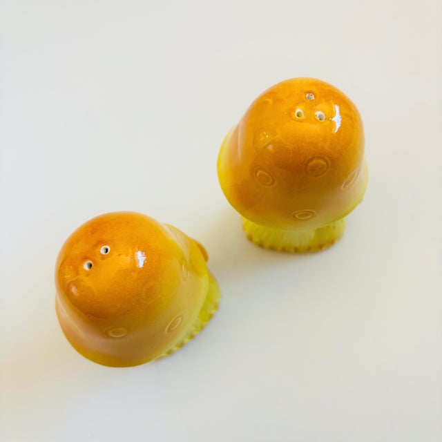 Mid 20th Century Mid Century Yellow Ceramic Mushroom Salt and Pepper Shakers, Japan For Sale - Image 5 of 10