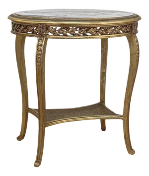 19th Century French Louis XVI Gilded Marble Top Side Table