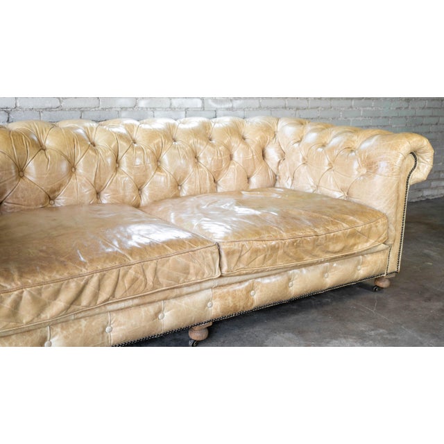 2010s Restoration Hardware Tan Leather Kensington Luxe Sofa For Sale - Image 5 of 18