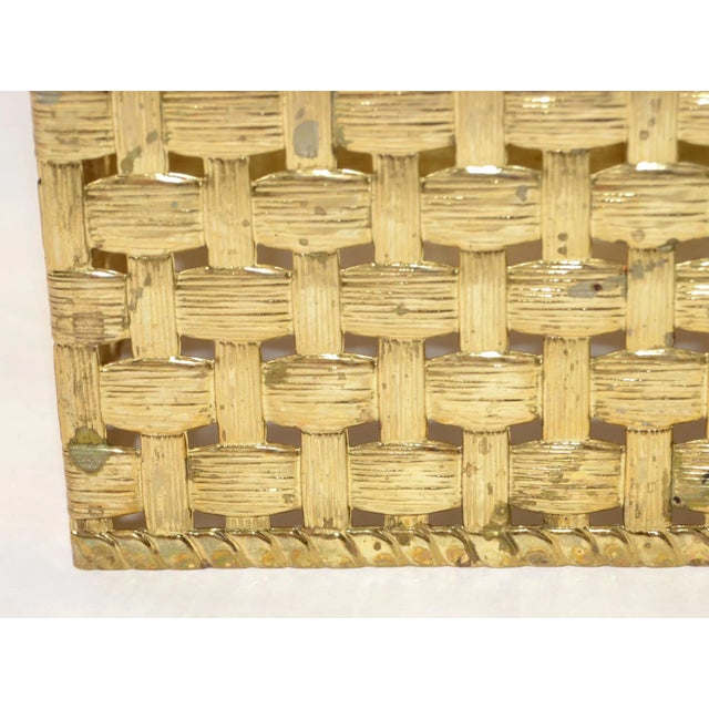 1980s Hollywood Regency Handwoven Gold Lattice Metal Tissue Box Cover For Sale - Image 11 of 12