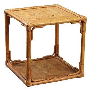 Wicker and Bamboo Coffee Table, 1970s For Sale