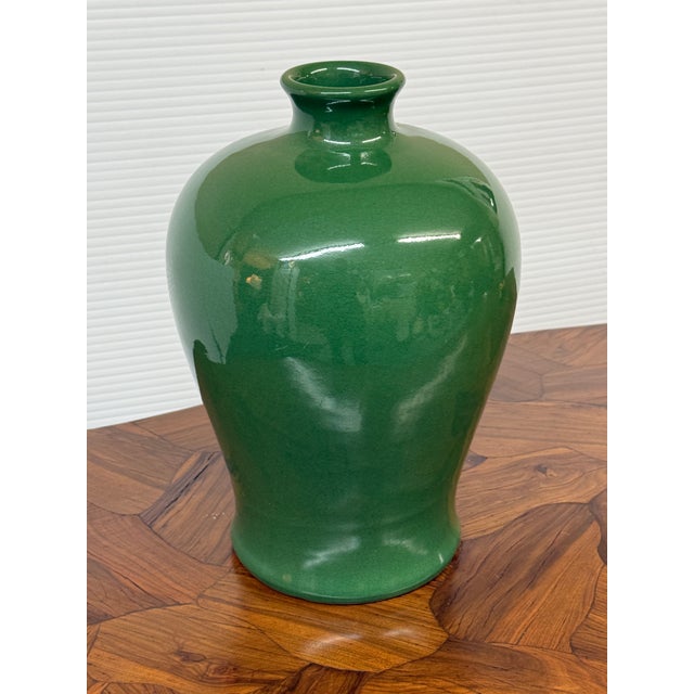Antique Replica Chinese Green Crackle-Glaze Meiping Vase For Sale - Image 9 of 12