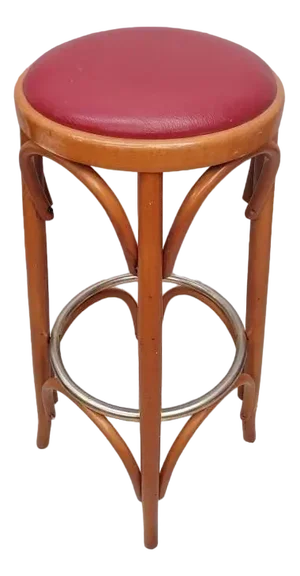 Bentwood Bar Stool in Red Leather by Michael Thonet for Thonet, 1970s