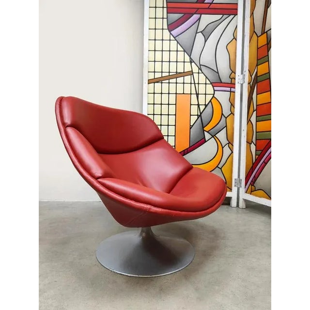 Red Vintage F557 Swivel Lounge Chair by Pierre Paulin for Artifort, 1960s For Sale - Image 8 of 9