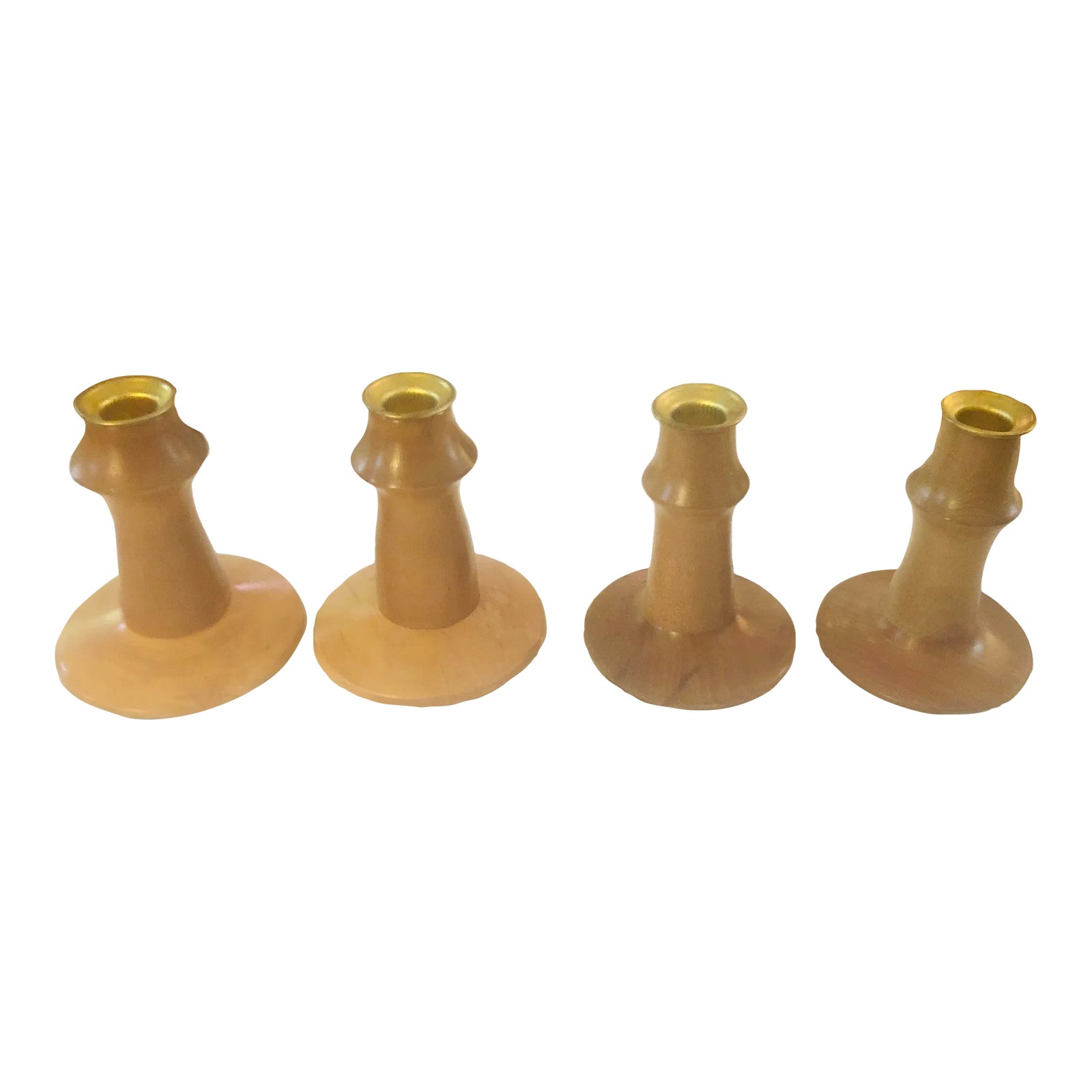 Vintage 1960s Hand Turned Wood Candlestick Holders - Set of 4 | Chairish