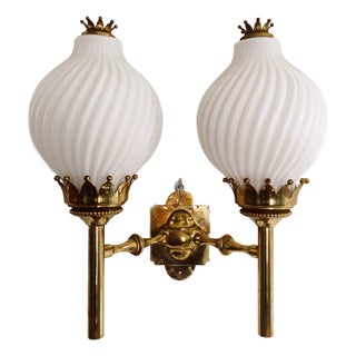 Large Wall Light in Glass and Brass by Angelo Lelli for Arredoluce, 1961 For Sale