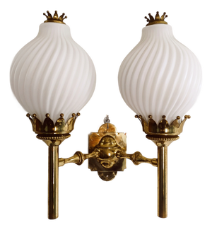 Large Wall Light in Glass and Brass by Angelo Lelli for Arredoluce, 1961