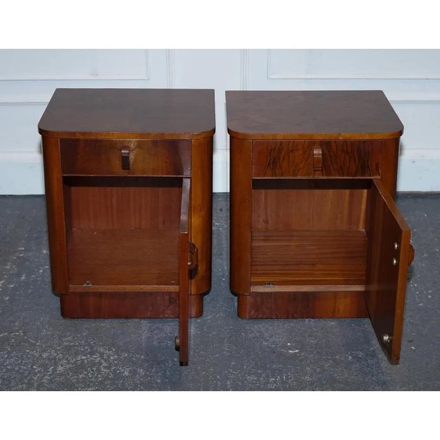 Art Deco Burr Walnut Nightstands, 1930s, Set of 2 For Sale - Image 10 of 17