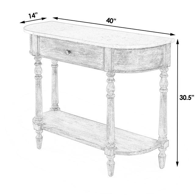 Transitional Danielle 40 in. W Rectangular Marble and Wood 1 Drawer Console Table with Lower Open Shelf, Washed Black For Sale - Image 3 of 8