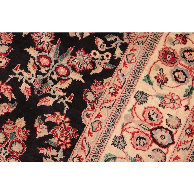 1990s Floral 1990's Pak-Persian Black/Ivory Wool Rug - 6'0'' X 8'11'' For Sale - Image 5 of 9