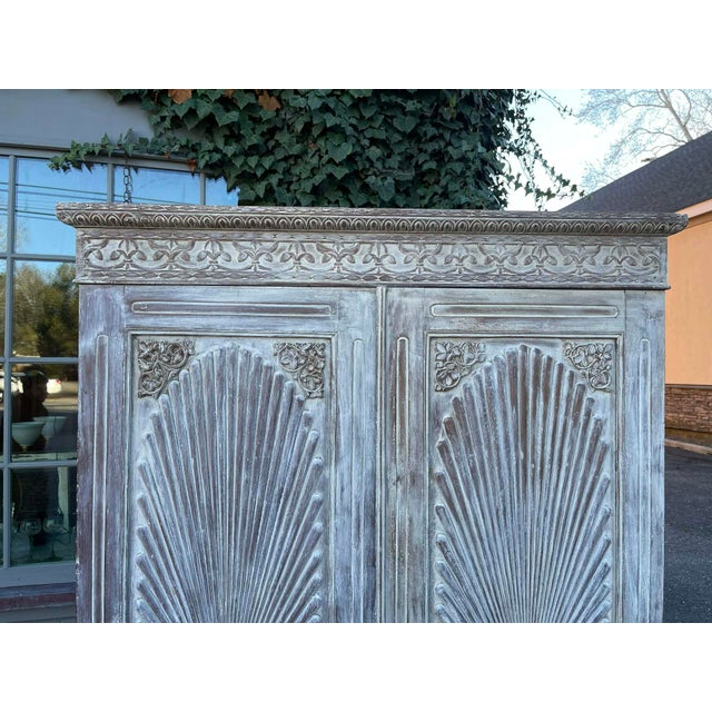 Wood Anglo-Indian Solid Teakwood Press Armoire Wardrobe Cupboard, Mid 19th Century For Sale - Image 7 of 16