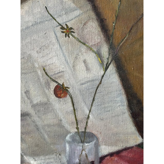 Vintage Framed Tablescape Still-Life on Canvas, Circa 1969 For Sale - Image 13 of 16