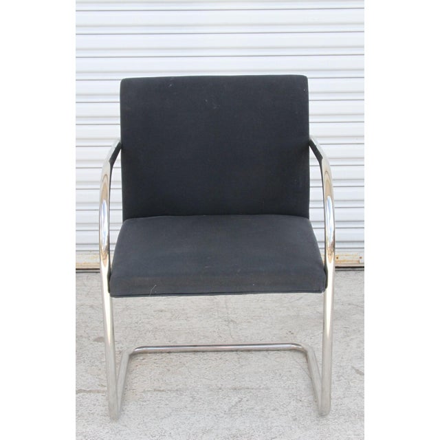 Knoll Brno Black Fabric Tubular Dining Chairs By Knoll, Set of 2 For Sale - Image 4 of 9