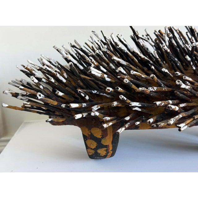 Australian Aboriginal Wood Sculpture with Ochre Echidna Bob Burruwal For Sale - Image 12 of 13