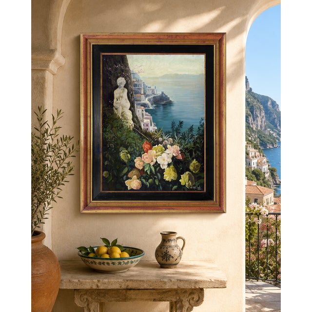 1990s Alfredo Santini, Amalfi Coast, 1990s, Oil Painting on Canvas, Framed For Sale - Image 5 of 7
