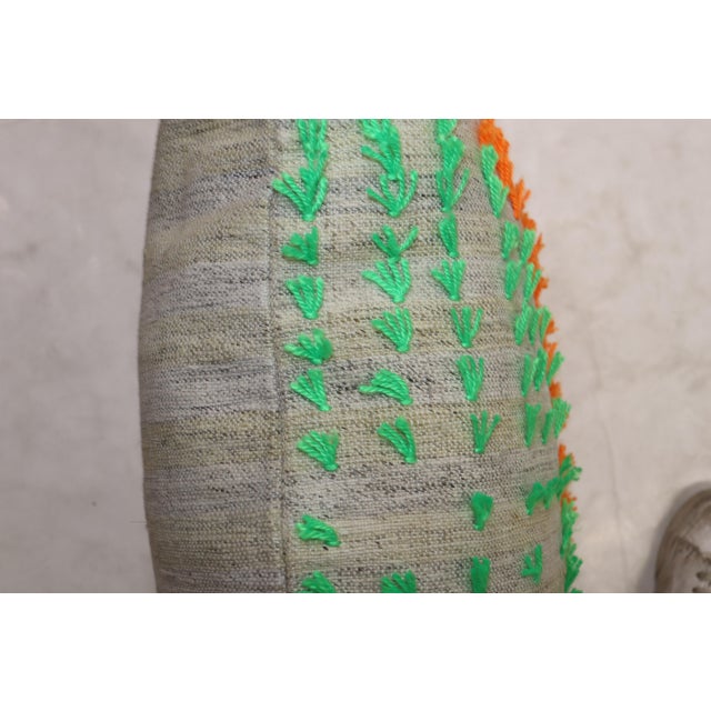 Contemporary Colorful Flaring Wool Modern Kilim Pillow For Sale - Image 3 of 5