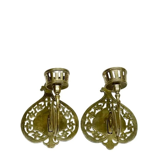 19th Century Brass Wall Candle Holders, Set of 2 For Sale - Image 3 of 12