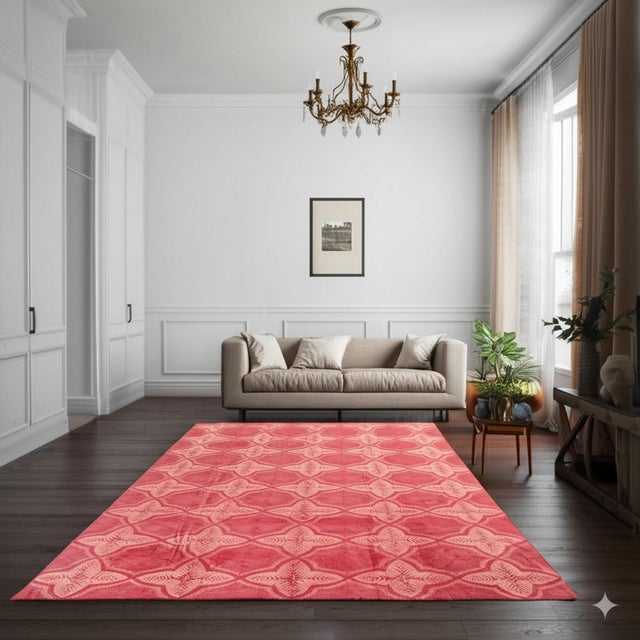 Penelope Maya Red Hand-Knotted Afghan Wool Rug Carpet, Allover Trellis For Sale In New York - Image 6 of 6
