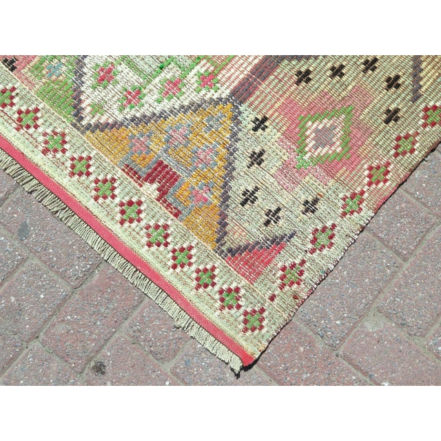 60s Turkish Handmade Multicolor Jejim Boho Area Kilim Rug For Sale - Image 6 of 11