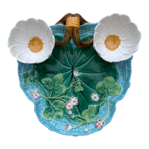 19th Century Victorian Majolica Strawberry Server George Jones