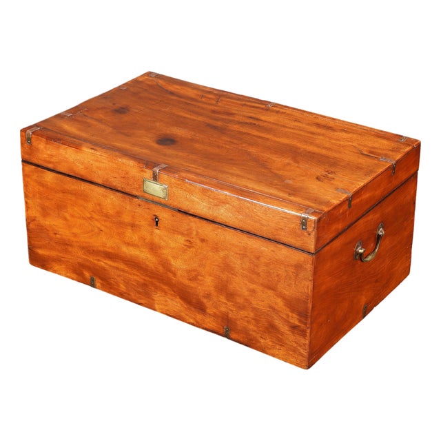 British Mahogany and Brass Officer's Trunk, 1830s For Sale