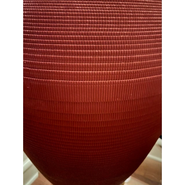 1980s Corrugated Cardboard Large Vessel Floor Vase in Bordeaux by Flute Chicago For Sale - Image 4 of 6