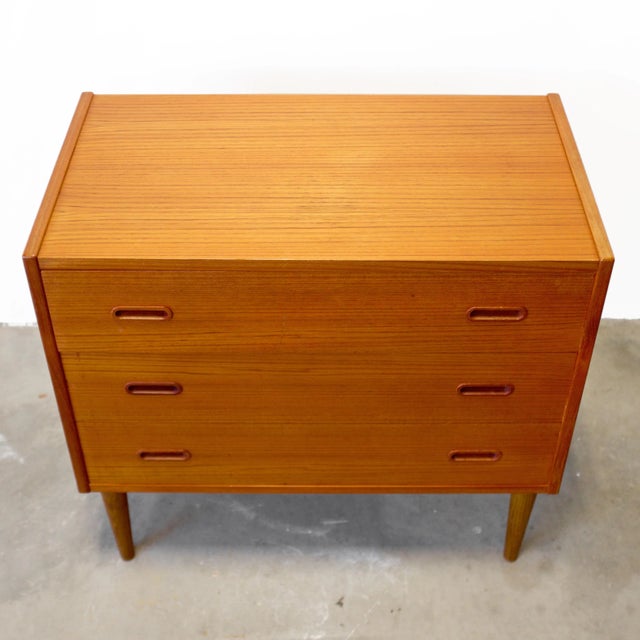 Danish Teak Chest of 3 Drawers / Low Dresser For Sale - Image 12 of 12