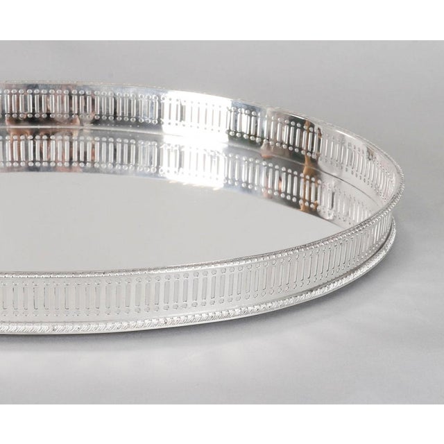 Antique 20th Century Victorian Oval Silver Plated Gallery Tray, 1920s For Sale - Image 6 of 12