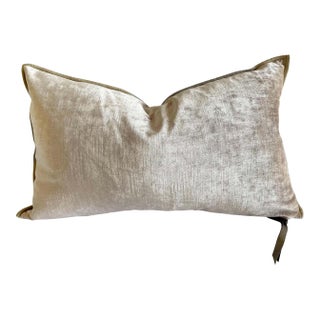 Nude French Velvet Lumbar Pillow With Insert For Sale