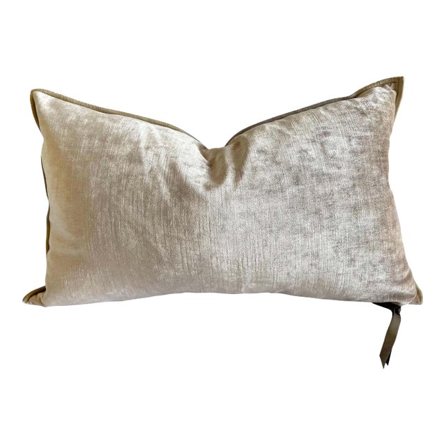 Nude French Velvet Lumbar Pillow With Insert For Sale