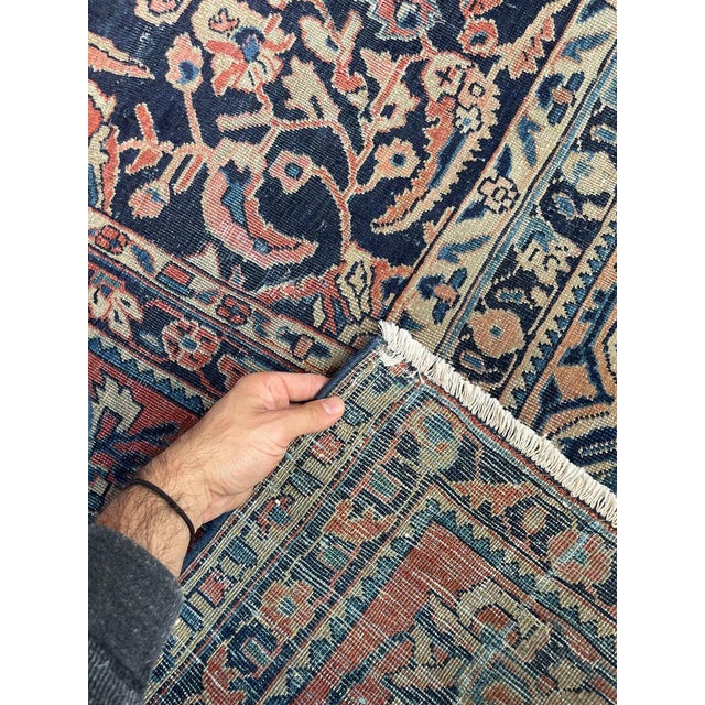 1920s 1920s ROYAL MOHAJERAN SAROUK with Peacocks, Butterflies, Cacoons, & Zoroastrian Flames Rug 9 x 15.1 For Sale - Image 5 of 15