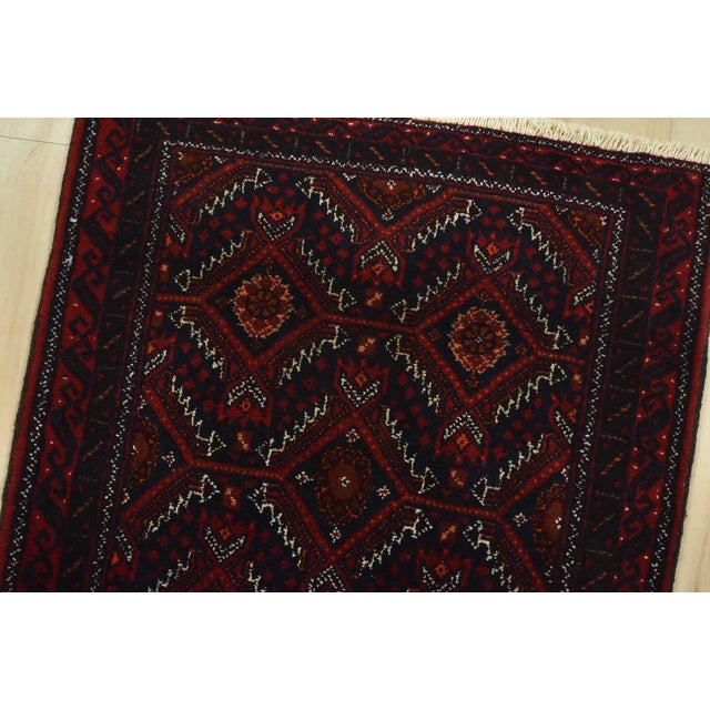 Baloch Runner 2’2” X 11’6” Blue Wool Vintage Tribal Hand-Knotted Oriental Rug For Sale In Philadelphia - Image 6 of 12