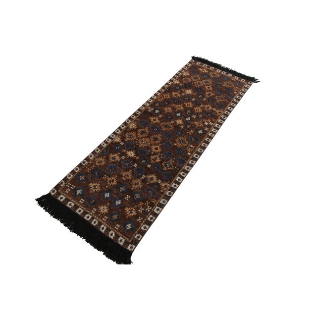 Tribal Handknotted Rich Brown and Gold Folk Rug, 2'x10' For Sale - Image 3 of 7