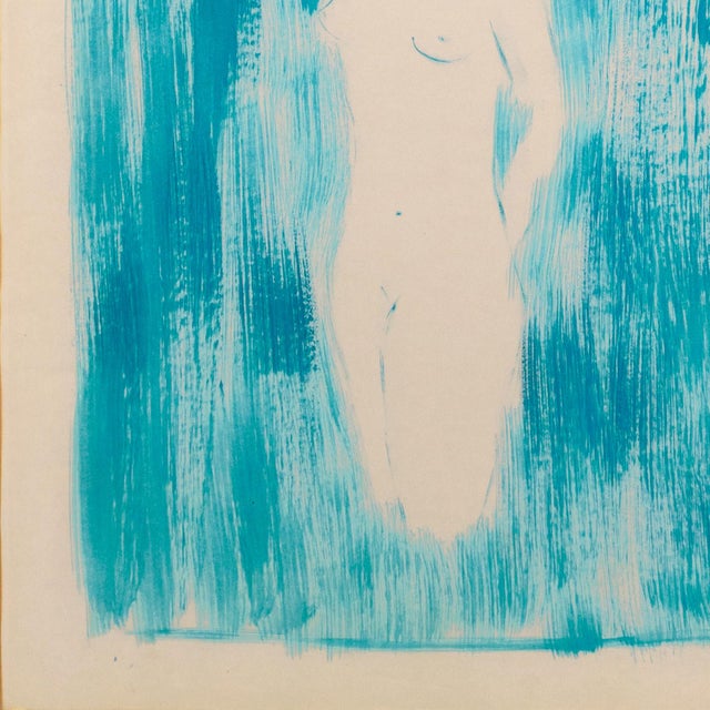 Baby Blue 'Standing Nude' by Etienne Ret, Circa 1965, Chouinard, Ecole Des Beaux Arts, Paris For Sale - Image 8 of 9