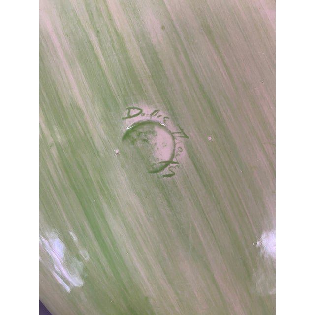 American 1960s Dodie Thayer Signed Hand Painted Ceramic Lettuce Plate Dish - "Lettuce Ware" For Sale - Image 3 of 4