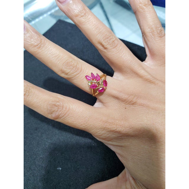 ♥ Product Summary ♥ Main Stone: Ruby & Diamonds Band Material: 14k Yellow Gold Stone Cut: Marquise