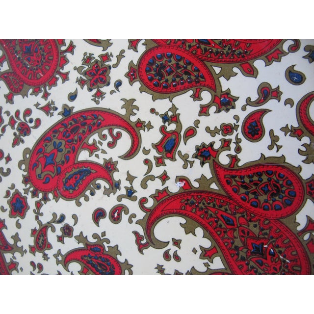 Plastic Vintage Red Paisley Tray For Sale - Image 7 of 8