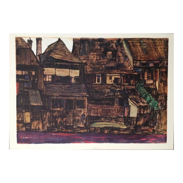 Egon Schiele Lithograph 12 House in Krumau 1968 For Sale