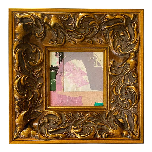 Sarah Trundle, Small Framed Abstract Mixed Media Collage Painting, "Carry Me Away" For Sale