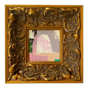 Sarah Trundle, Small Framed Abstract Mixed Media Collage Painting, "Carry Me Away"