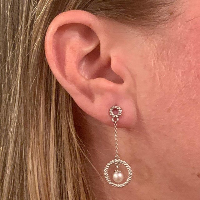 Akoya Pearl Earrings 14 Karat White Gold Certified For Sale - Image 12 of 16