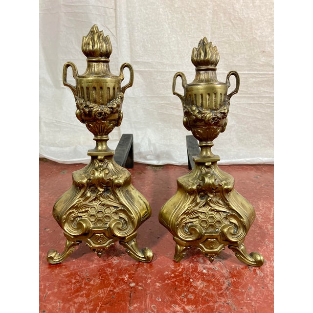 Late 19th Century Late 19th Century Napoleon Brass Andirons- a Pair For Sale - Image 5 of 5