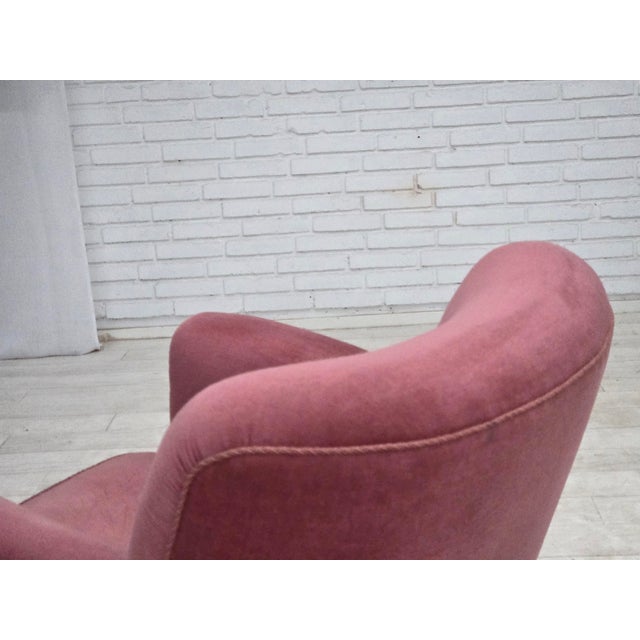 Mid-Century Danish Oak Relax Armchair with Velour Upholstery, 1960s For Sale - Image 11 of 18